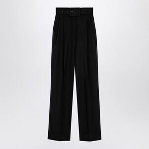 Max Mara Pianoforte Black Grain De Poudre Wool Trousers Women